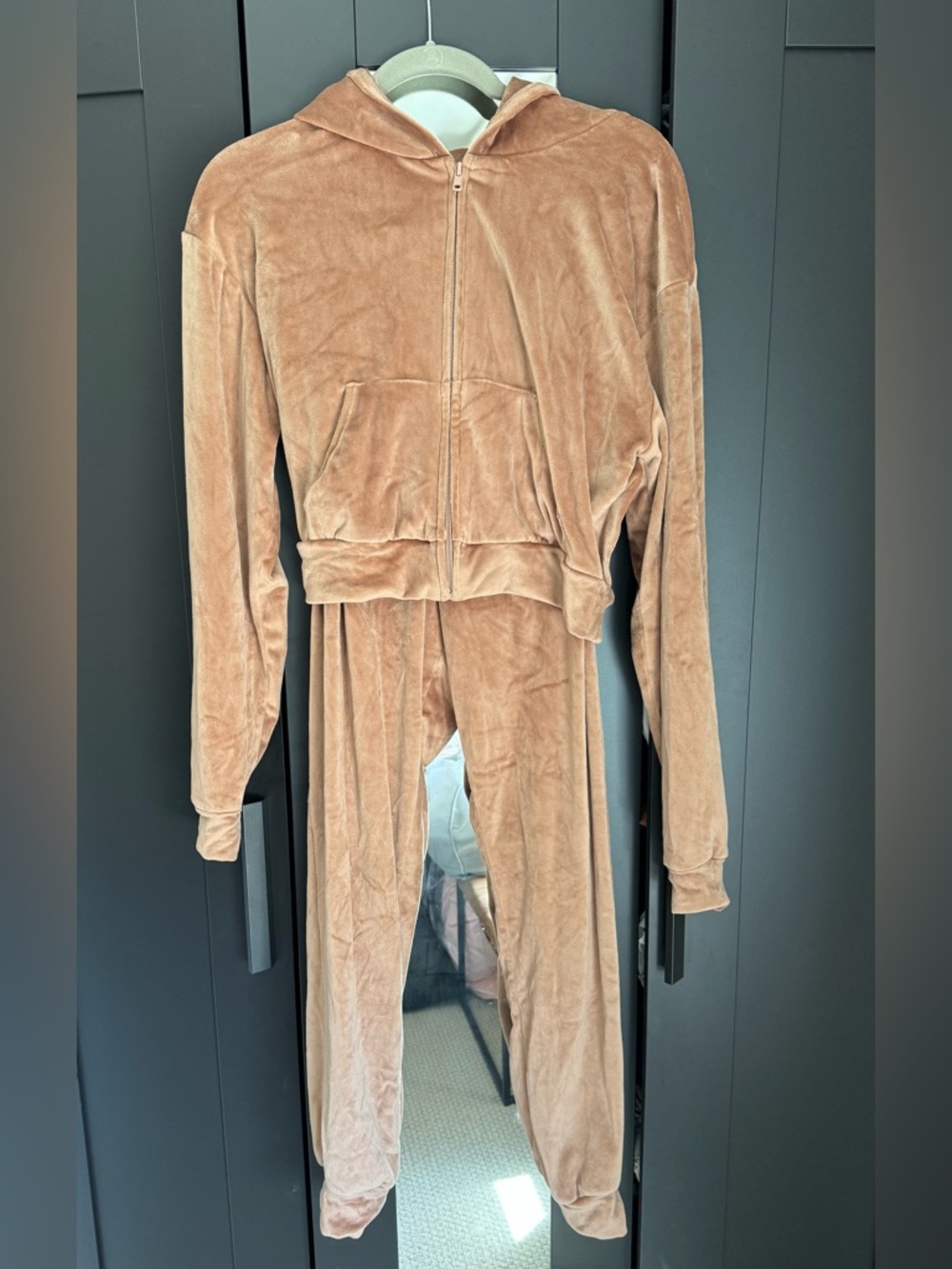 SKIMS Cozy Velour Hoodie & Jogger Set in Copper